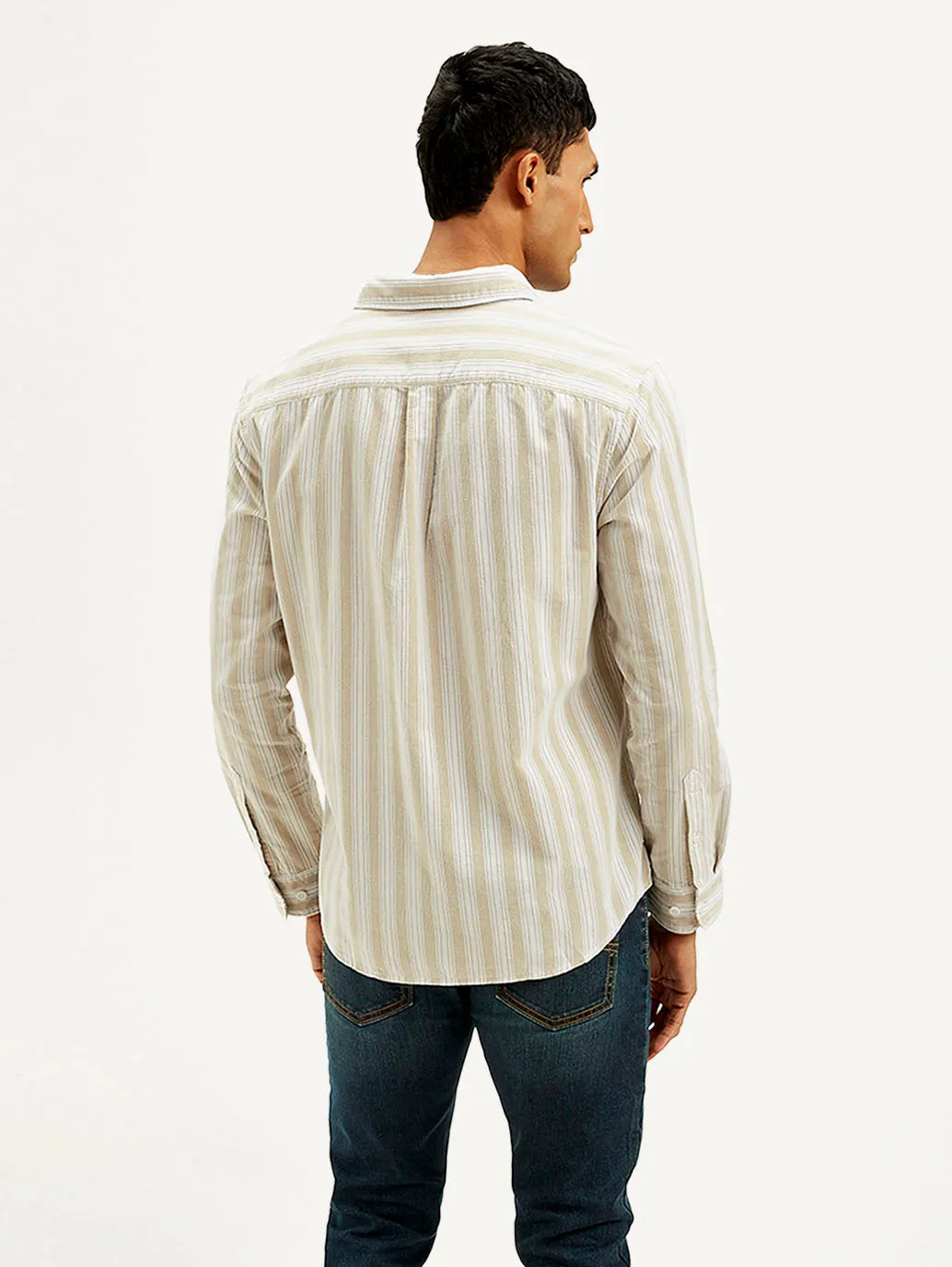 Men's Striped Slim Fit Corduroy Shirt