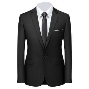 Men's Stylish Slim Fit Daily Blazer Solid Casual Formal Wedding Party Sport Coat One Button Lapel Business Jacket (Black 1,Large)