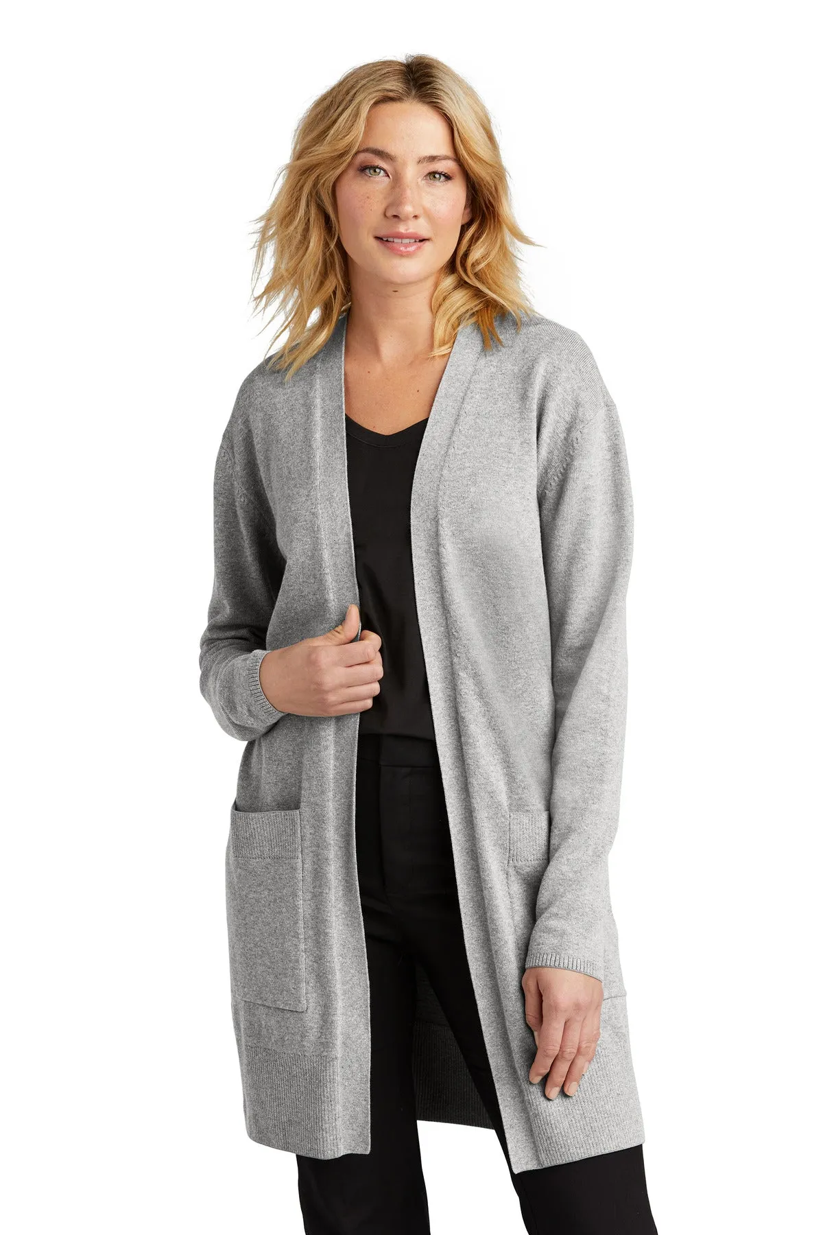 Mercer Mettle Women's Open-Front Cardigan Sweater MM3023 Gusty Grey Heather