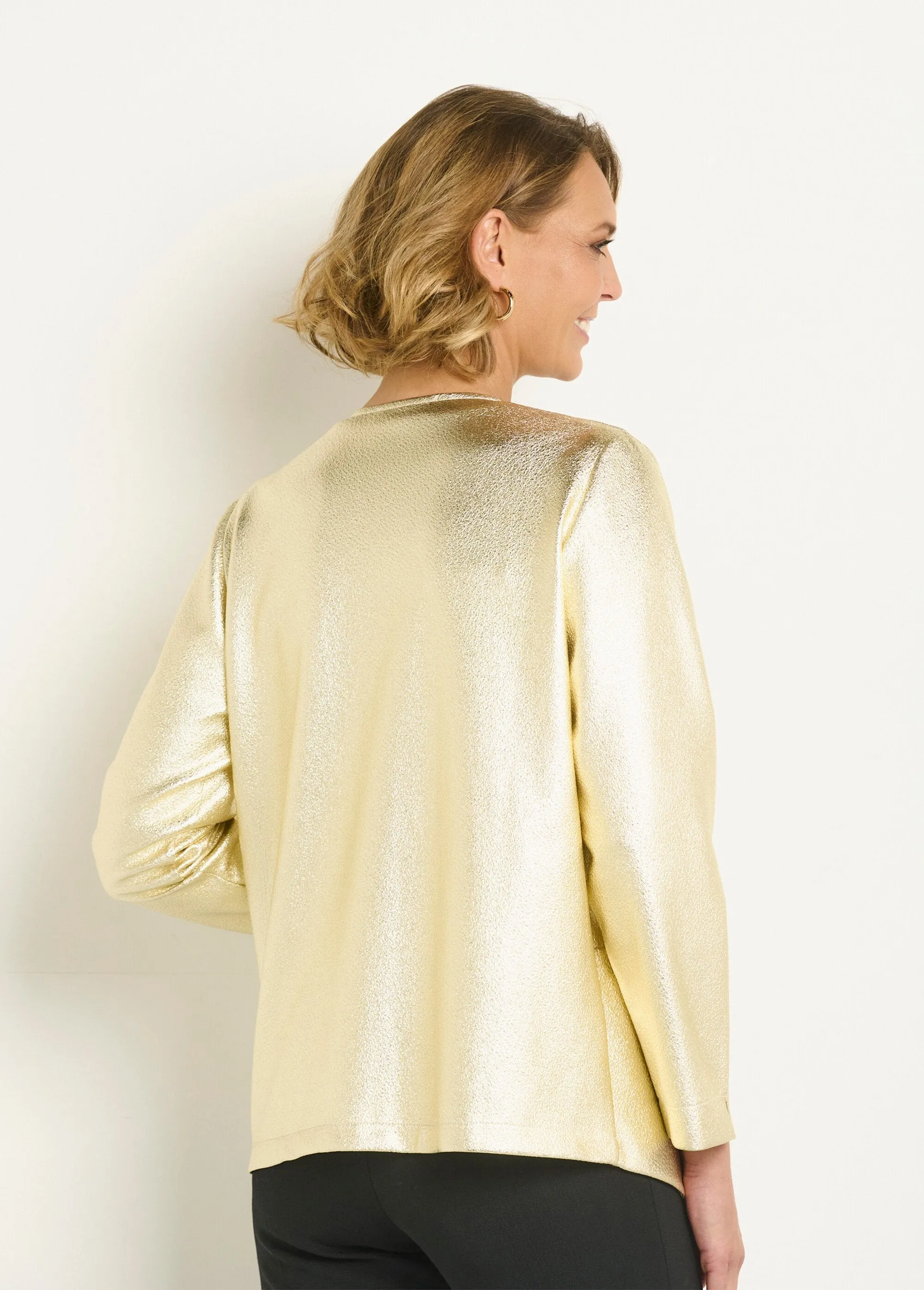 Metallic edge-to-edge blazer jacket