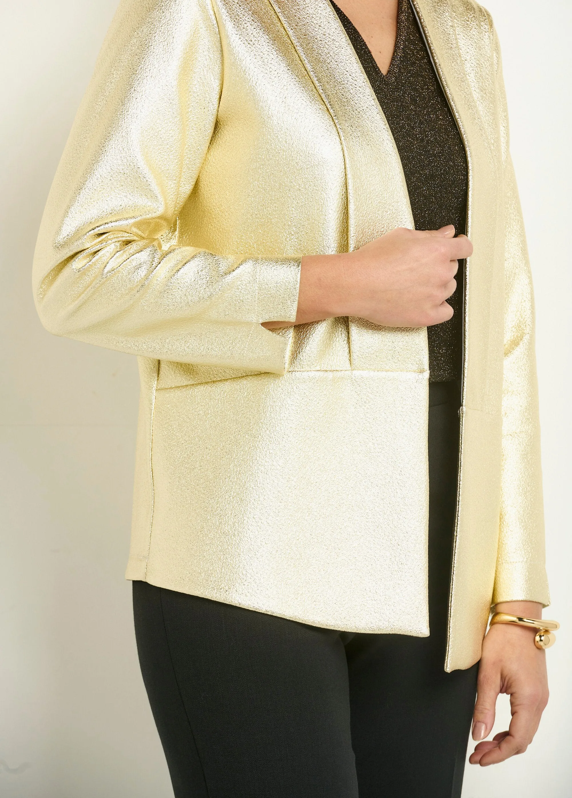 Metallic edge-to-edge blazer jacket