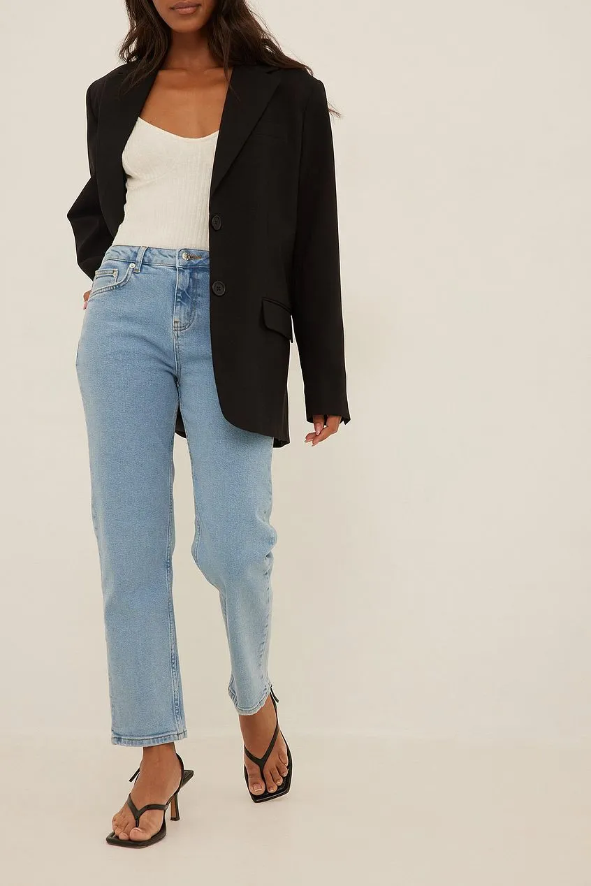 Mid Waist Slim Leg Jeans For Womens