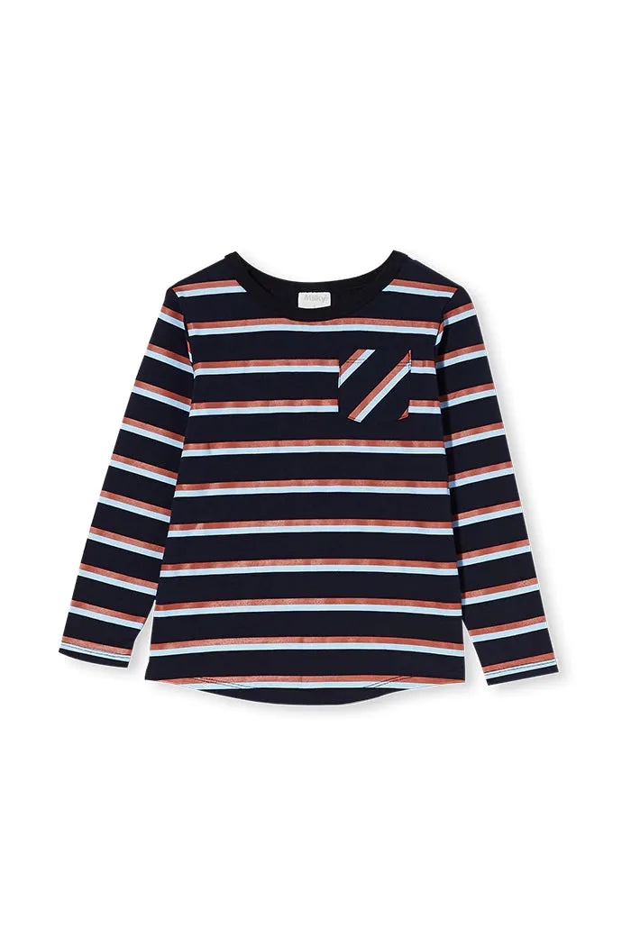 Milky | Navy Stripe Long Sleeve Tee | Sizes 2-7