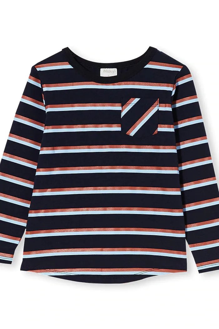 Milky | Navy Stripe Long Sleeve Tee | Sizes 2-7