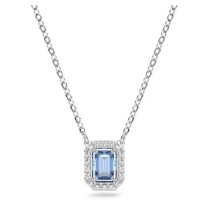 Millenia Necklace, Octagon Cut Swarovski Zirconia, Blue, Rhodium Plated