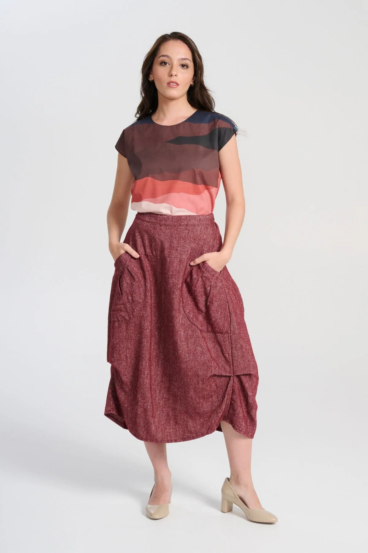 Milwaukee Haven Skirt Vino in Wool/Linen