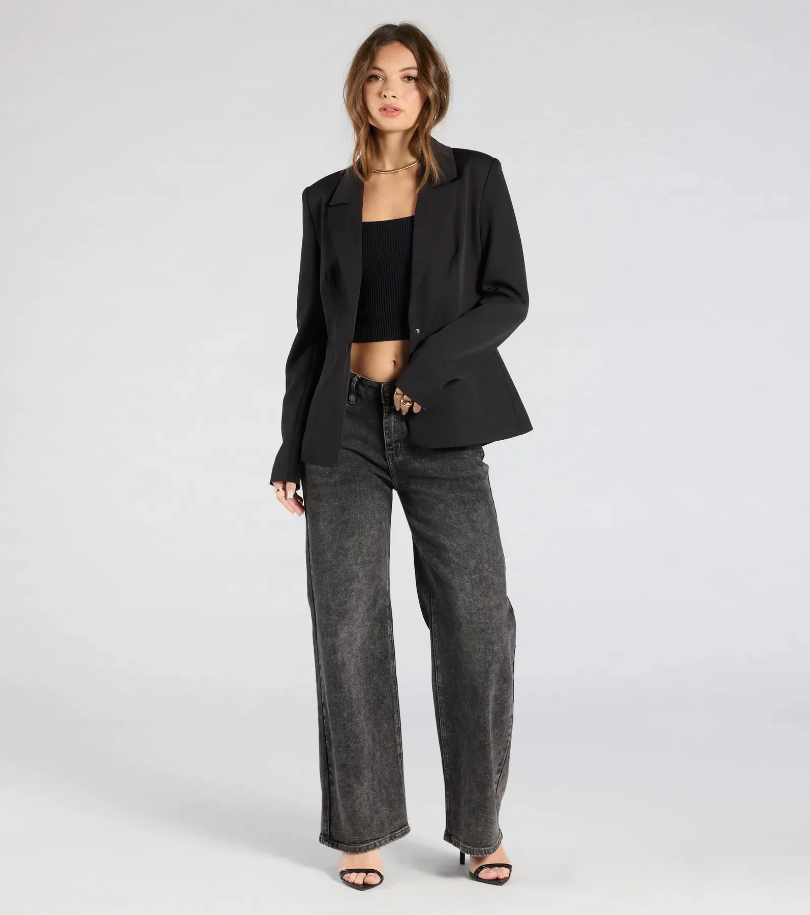 Miss Always On Time Collared Woven Blazer
