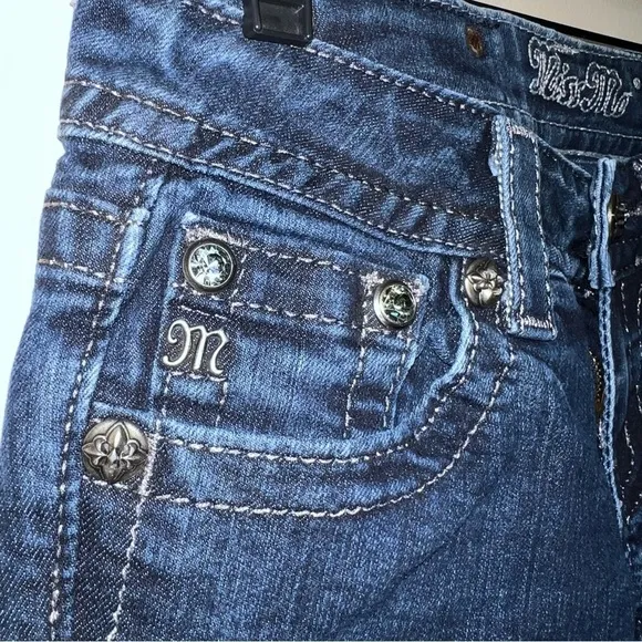 Miss Me for Buckle Embellished Dark Blue Slim Low Rise Capri Jeans Size 25
