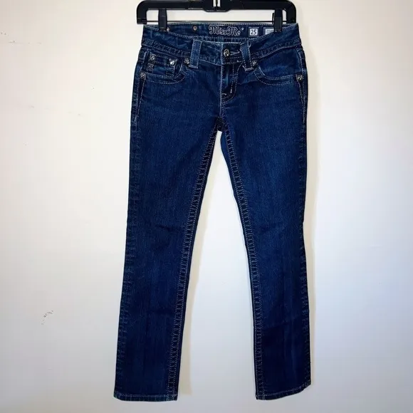 Miss Me for Buckle Embellished Dark Blue Slim Low Rise Capri Jeans Size 25