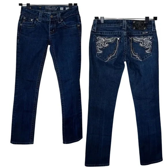 Miss Me for Buckle Embellished Dark Blue Slim Low Rise Capri Jeans Size 25