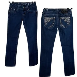 Miss Me for Buckle Embellished Dark Blue Slim Low Rise Capri Jeans Size 25