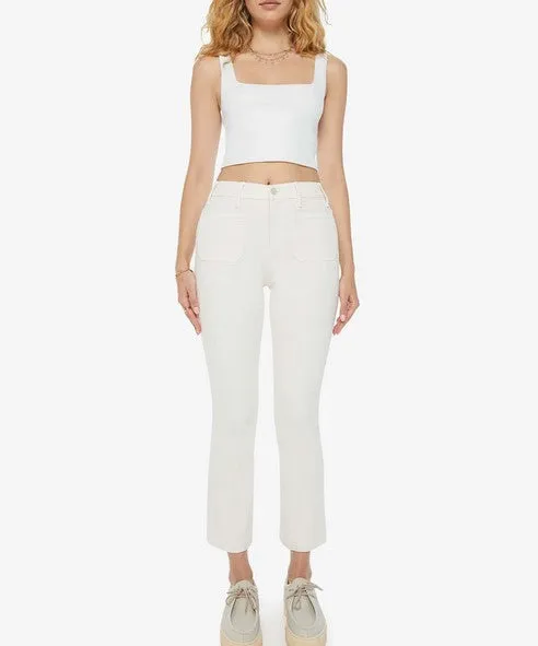 Mother The Hustler Patch Pocket Flood Jeans - Cream Puffs