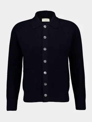 Navy Blue Buttoned Cotton Overshirt