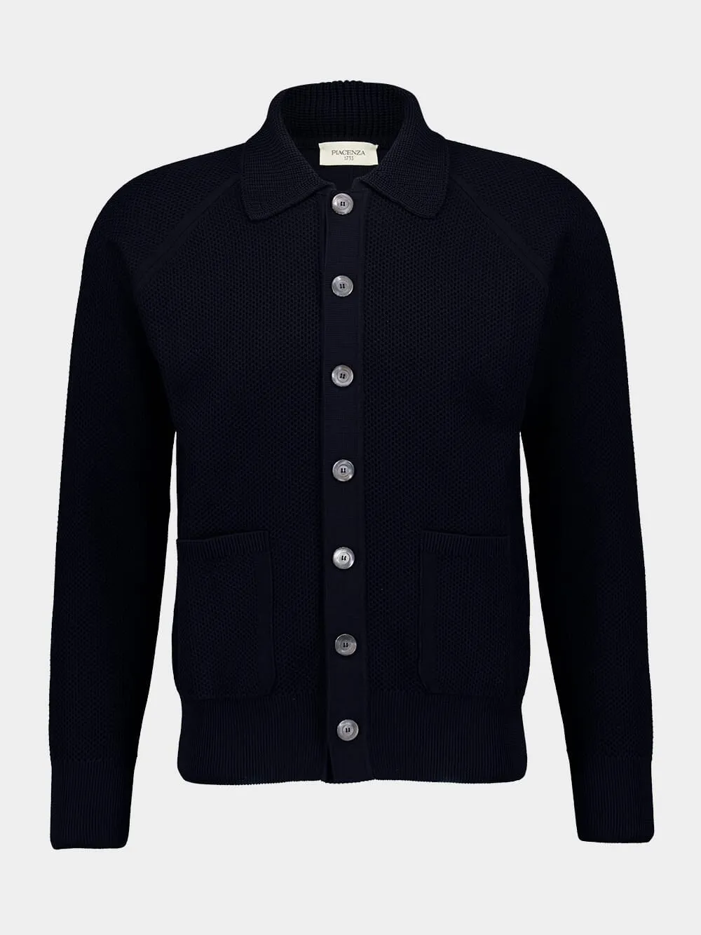 Navy Blue Buttoned Cotton Overshirt