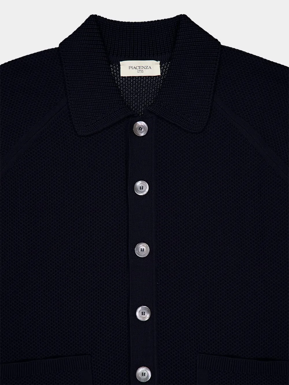 Navy Blue Buttoned Cotton Overshirt