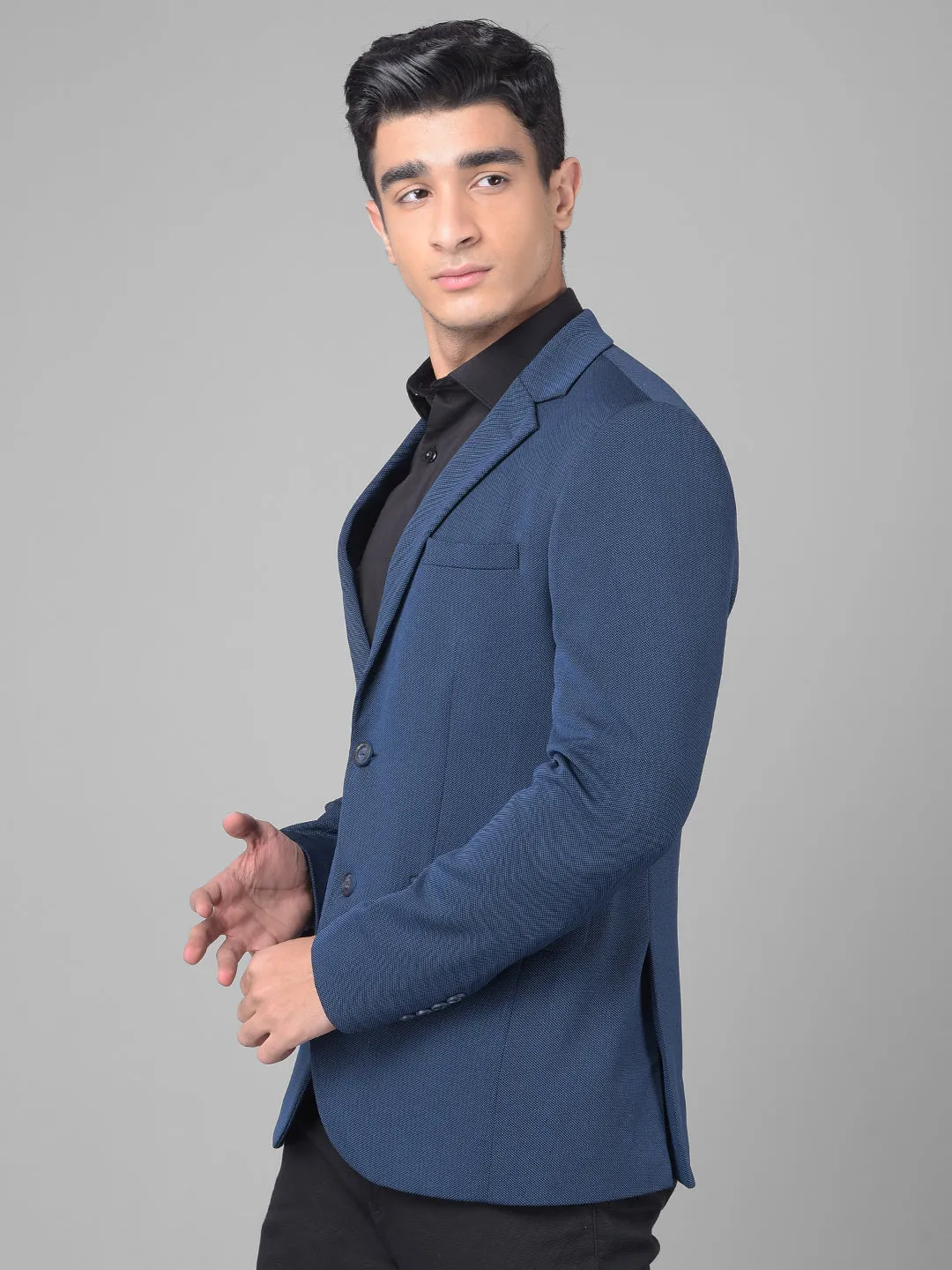 Navy Blue Single Breasted Blazer