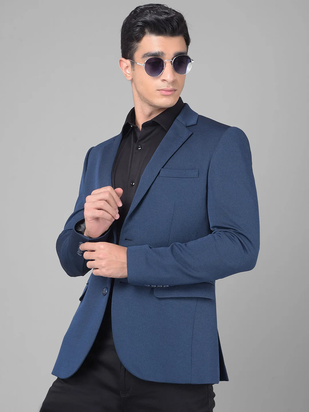 Navy Blue Single Breasted Blazer