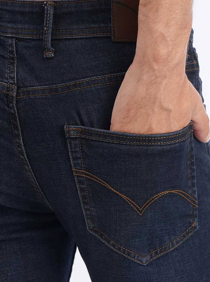 Navy Blue Washed Rider Fit Jeans | JadeBlue