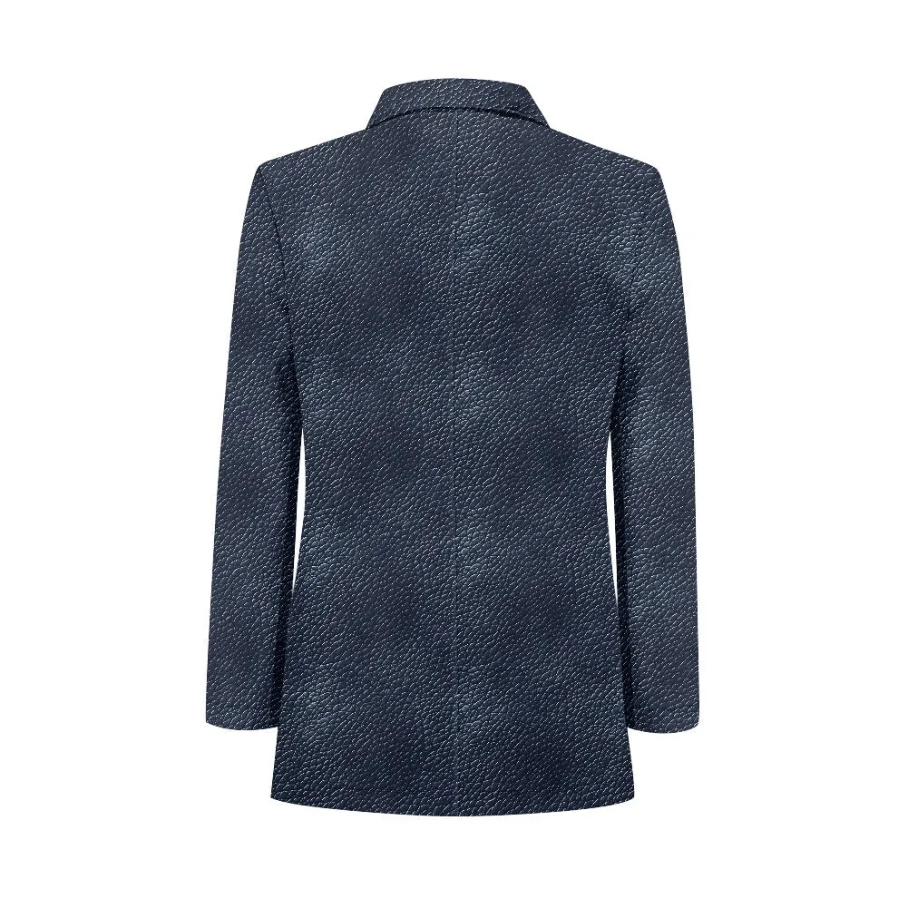 Navy Men's casual blazer, with Leather Texture pattern