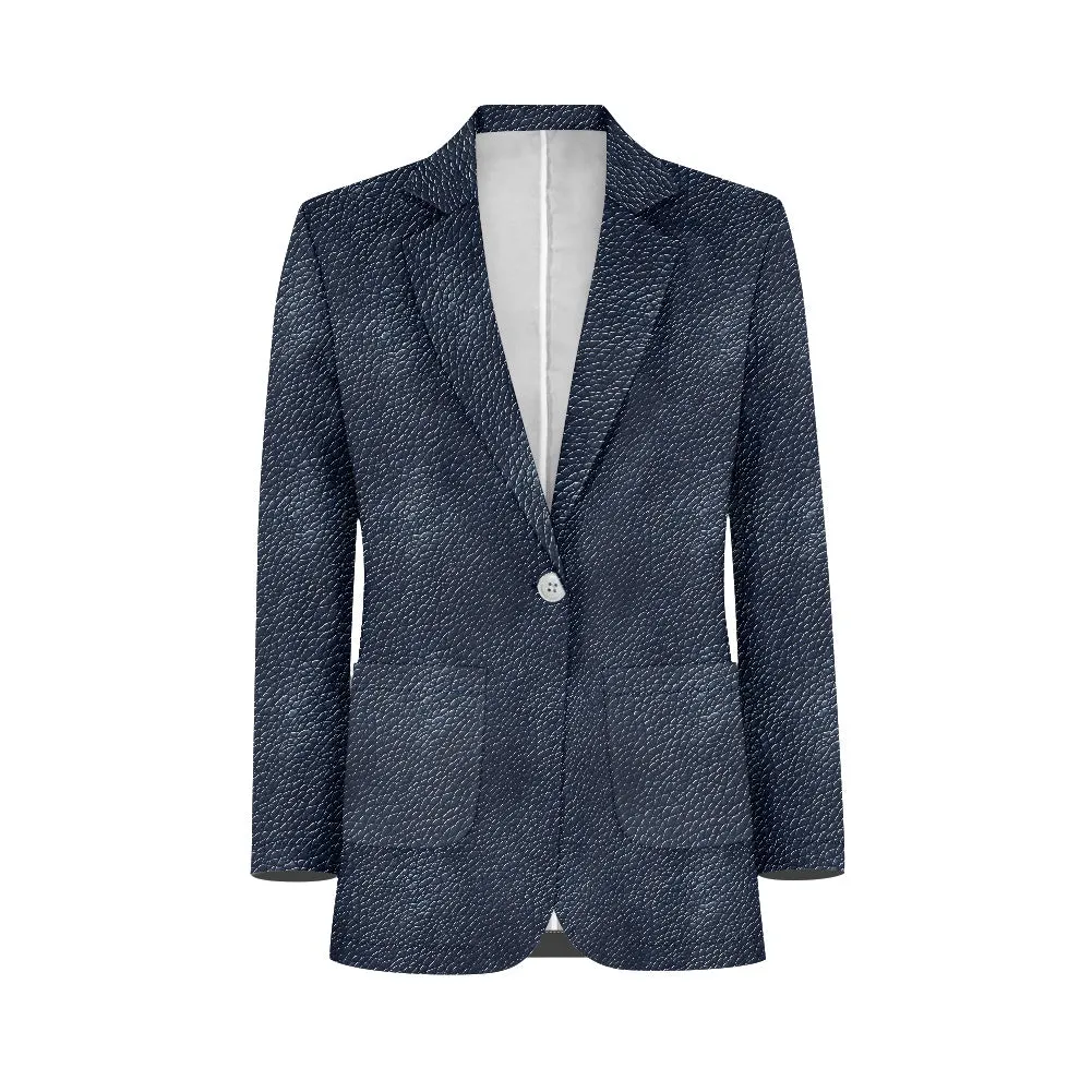 Navy Men's casual blazer, with Leather Texture pattern