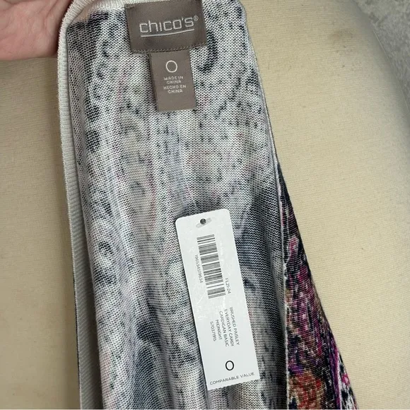 New Purple &amp; Dusk Navy Brushed Paisley Everyday Open Front Cardigan Size Small