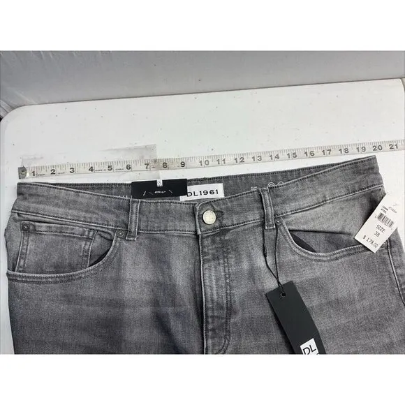 NEW with tags Dl1961 x J Hilburn Gray Denim slim straight smart denim 38/36