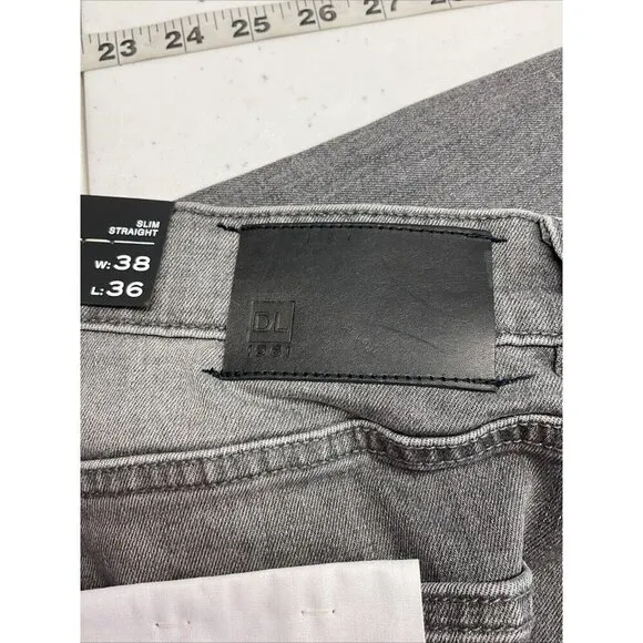 NEW with tags Dl1961 x J Hilburn Gray Denim slim straight smart denim 38/36