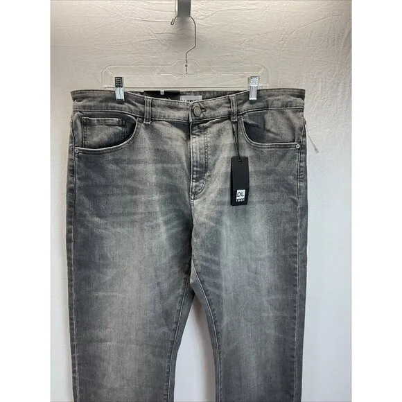 NEW with tags Dl1961 x J Hilburn Gray Denim slim straight smart denim 38/36