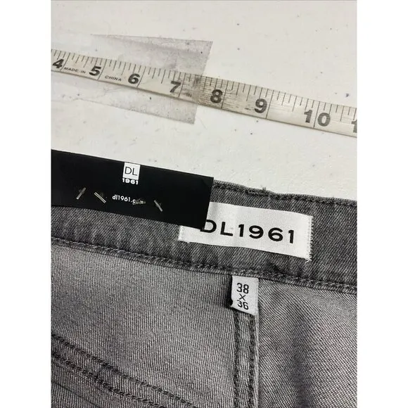 NEW with tags Dl1961 x J Hilburn Gray Denim slim straight smart denim 38/36