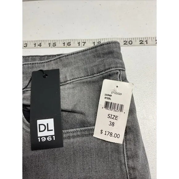 NEW with tags Dl1961 x J Hilburn Gray Denim slim straight smart denim 38/36