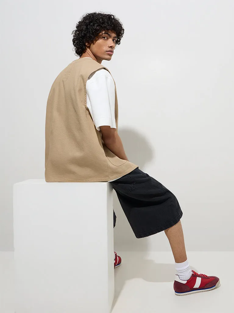 Nuon Taupe Relaxed-Fit Cotton Jacket