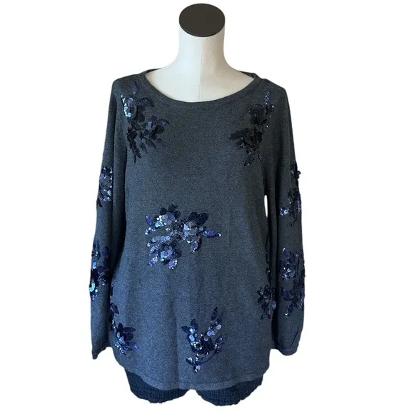 NWOT CHICO'S Floral Sequin Pullover Sweater CHICO'S 3 US XL