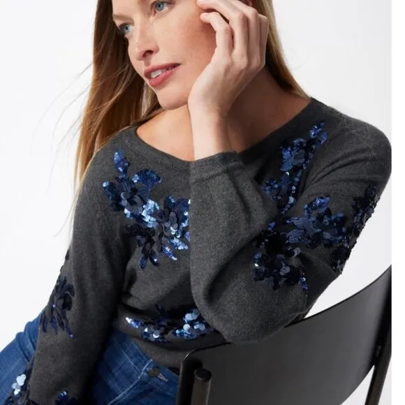 NWOT CHICO'S Floral Sequin Pullover Sweater CHICO'S 3 US XL