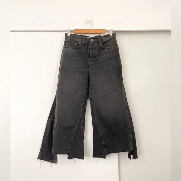 NWOT Free People Ripple Wide Leg Crop Jeans Size 27 Long