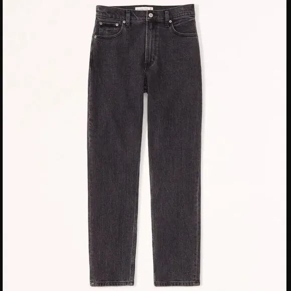 NWT Abercrombie &amp; Fitch High Rise Mom Jean in Black 27 4 Long