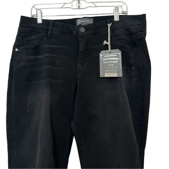 NWT Democracy slim straight crop black jeans size 16W.
