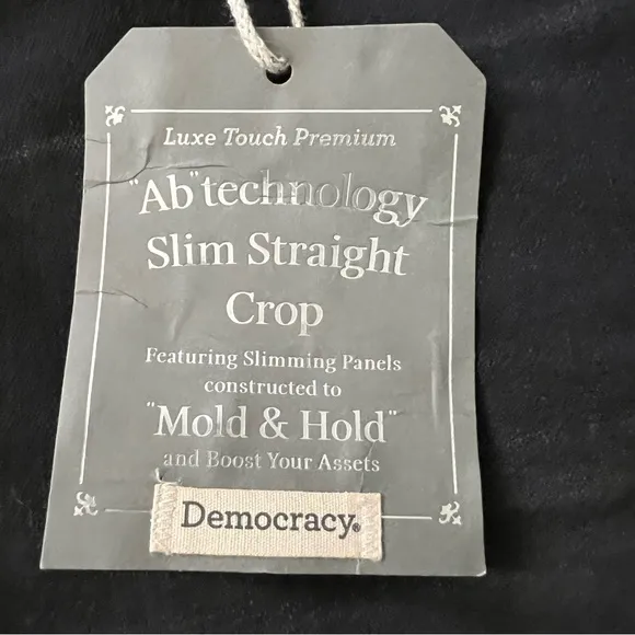 NWT Democracy slim straight crop black jeans size 16W.