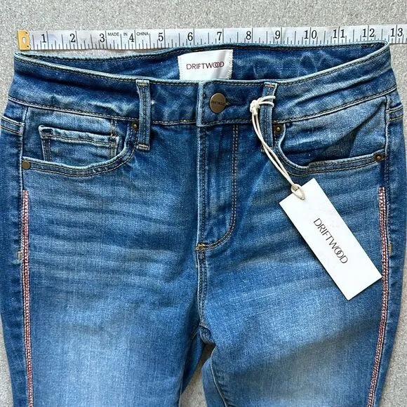 NWT Driftwood Jackie High-Rise Aztec Embroidered Slim silhouette Skinny Jeans 24
