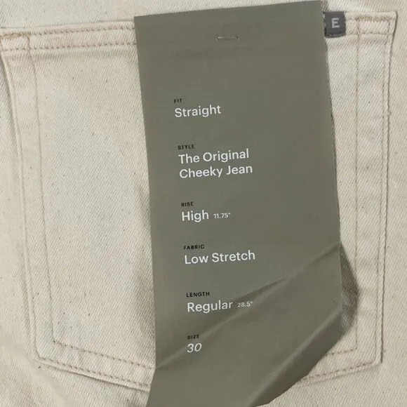NWT Everlane The Original Cheeky Jean Womens 30 Ecru