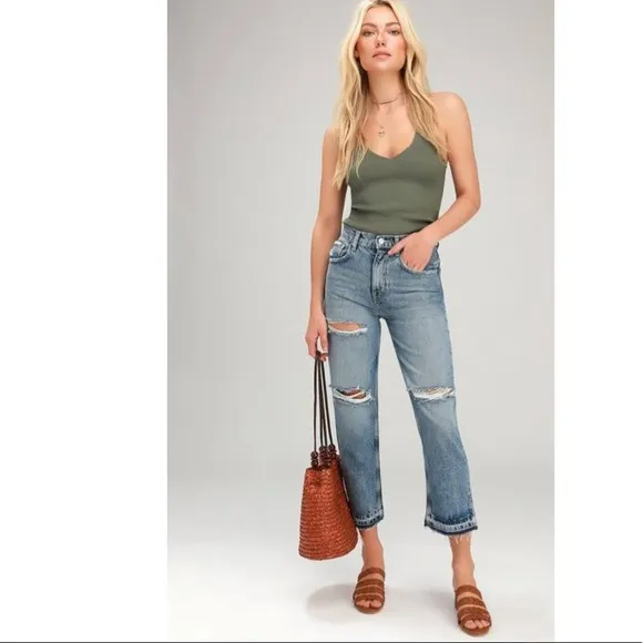 NWT Free People Lita Distressed High-Waist Jeans