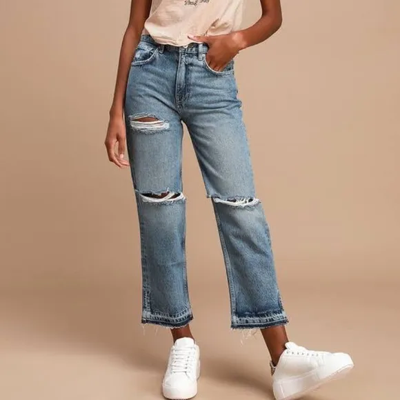 NWT Free People Lita Distressed High-Waist Jeans