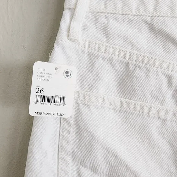 NWT Free People Tapered Baggy Boyfriend Distressed Straight leg Jeans White