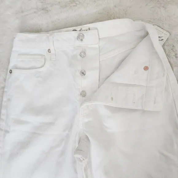 NWT Free People Tapered Baggy Boyfriend Distressed Straight leg Jeans White
