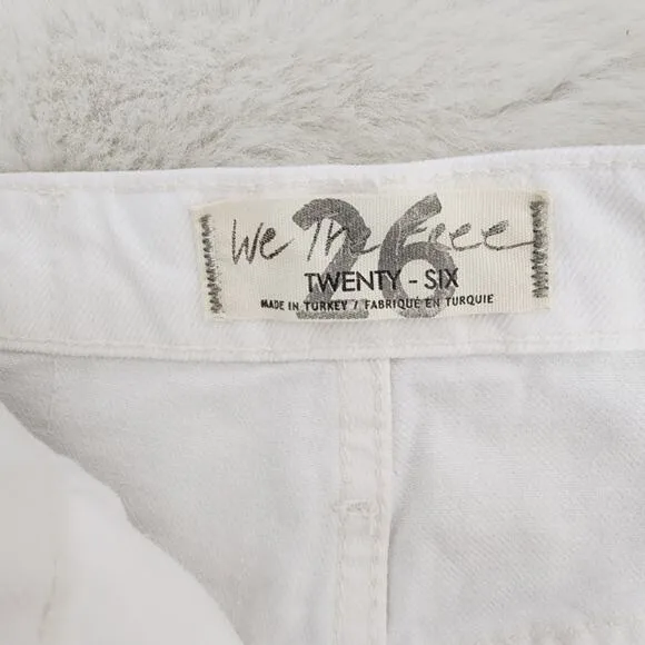 NWT Free People Tapered Baggy Boyfriend Distressed Straight leg Jeans White