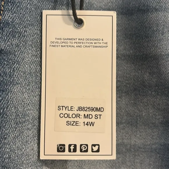 NWT Judy Blue | Hi-Waist Destroy Back Hem Dart Slim Denim Jeans 14W