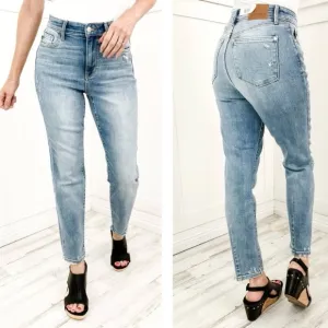 NWT Judy Blue | Hi-Waist Destroy Back Hem Dart Slim Denim Jeans 14W