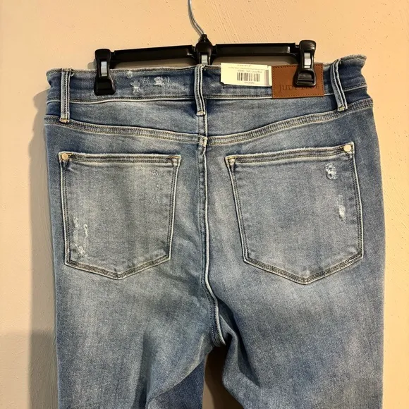 NWT Judy Blue | Hi-Waist Destroy Back Hem Dart Slim Denim Jeans 14W