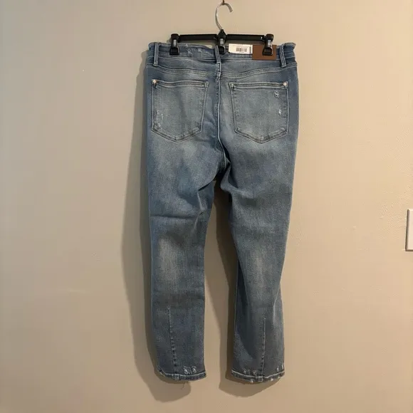 NWT Judy Blue | Hi-Waist Destroy Back Hem Dart Slim Denim Jeans 14W