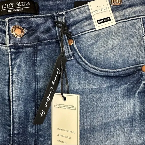 NWT Judy Blue Tummy Control Top High Rise Contrast Wash Skinny Fit Jeans