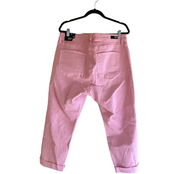 NWT KUT from the Kloth Amy Frayed Crop Slim Straight Leg Jeans in Blossom